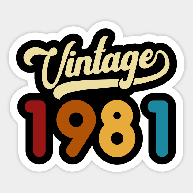 1981 Vintage Gift 39th Birthday Retro Style Sticker by Kimko